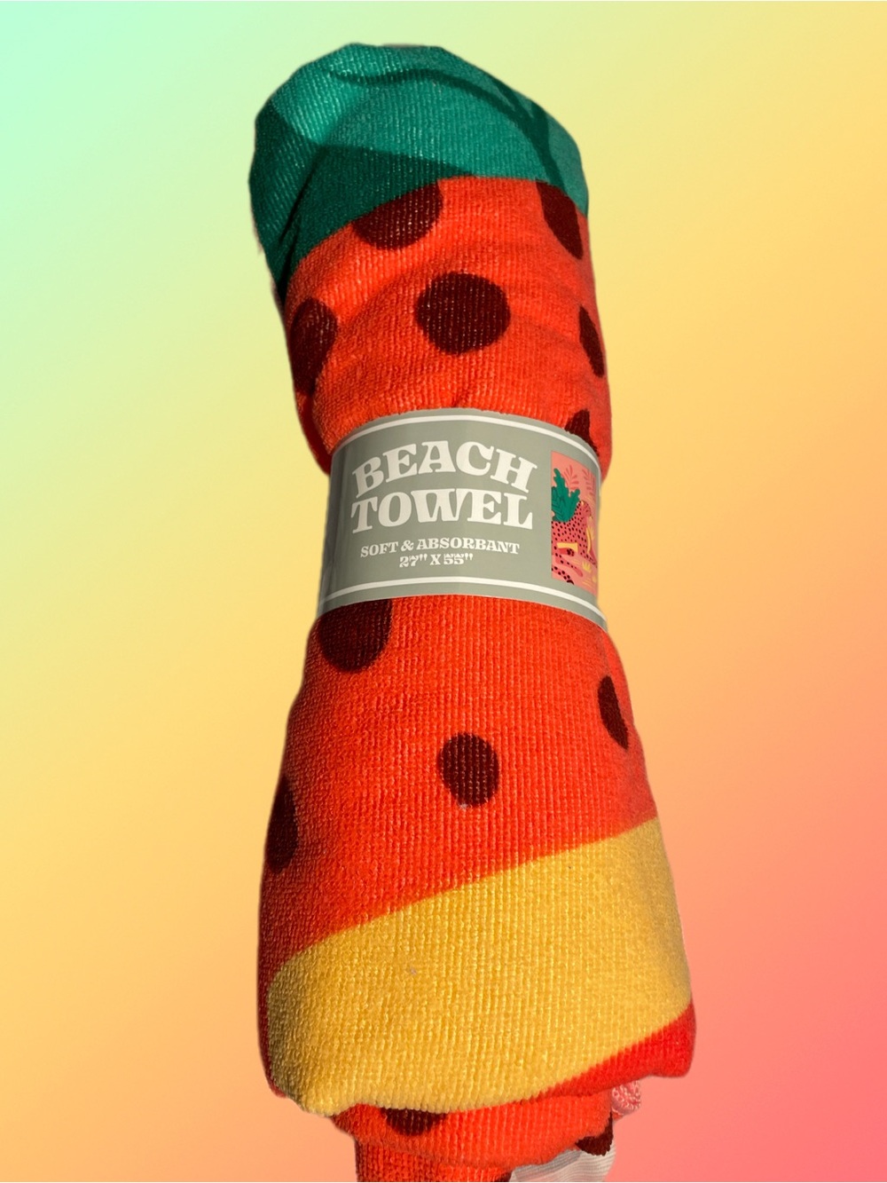 NWT- Leopard Beach towel. Bold and bright with tropical feel.